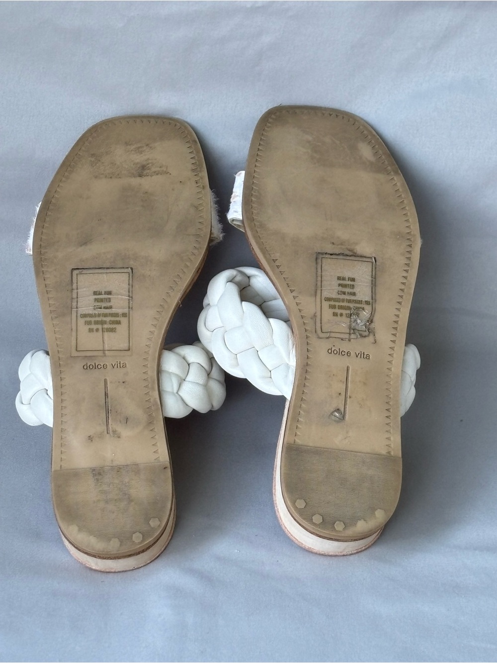 Dolce Vita White Braided and Speckled Haircalf Slide Sandals - Picture 5 of 5